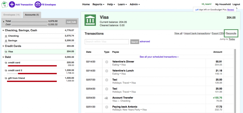How Do I Reconcile My Accounts Goodbudget