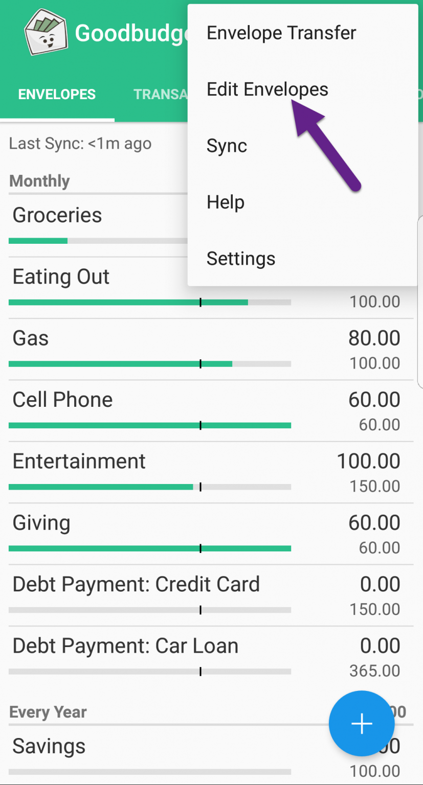 Add, Edit, or Delete Envelopes Goodbudget